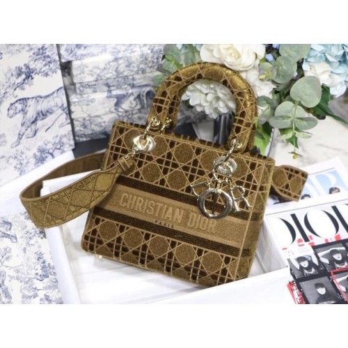 GEANTĂ MEDIE LADY D-LITE Maro, Catifea Brodată Cannage M0565OW