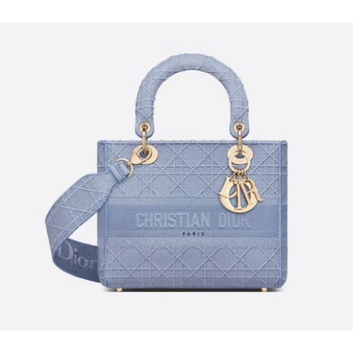 GEANTĂ MEDIE LADY D-LITE Albastru Denim Broderie Cannage M0565OR