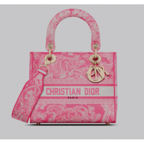 GEANT D-LITE MEDIUM LADY Roz fluorescent Toile de Jouy Reverse Broderie M0565OROC