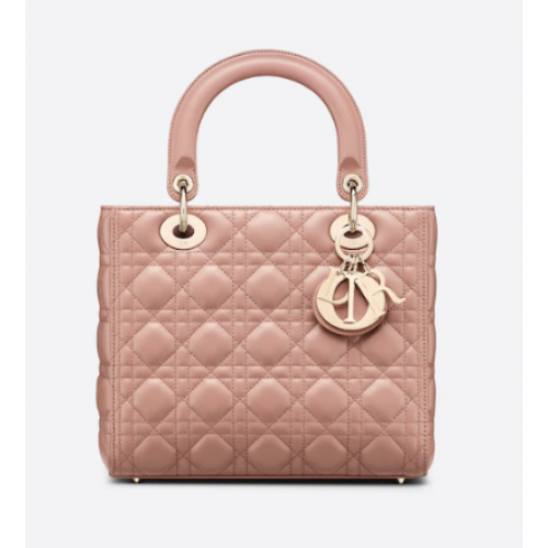 Geantă medie Lady Dior, piele de miel Cannage roșie M0565O