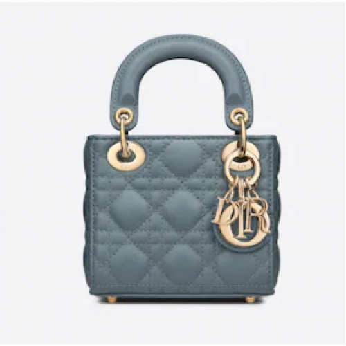 GEANT MICRO LADY DIOR Cloud Blue Cannage Lambskin S0856O