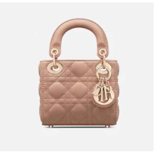 GEANT MICRO LADY DIOR Rose Des Vents Cannage Lambskin S0856ON