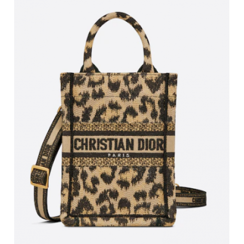 PUNGĂ MINI DIOR BOOK TOTE TELEFON Bej Multicolor Broderie Mizza S5555CRHM