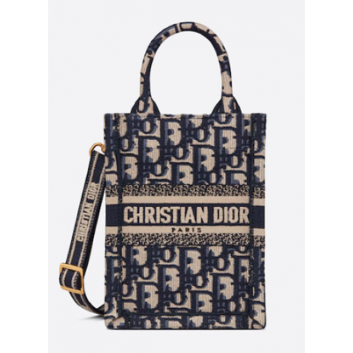 GEANTĂ MINI DIOR BOOK TOTE TELEFON Albastră Dior Broderie Oblique S5555CRIW