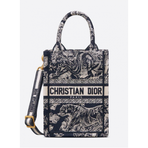 GEANT MINI DIOR BOOK TOTE TELEFON Toile de Jouy albastru broderie inversă S5555CRGO