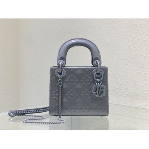 GEANTĂ MINI LADY DIOR Piele de vițel Cannage C2815 gri