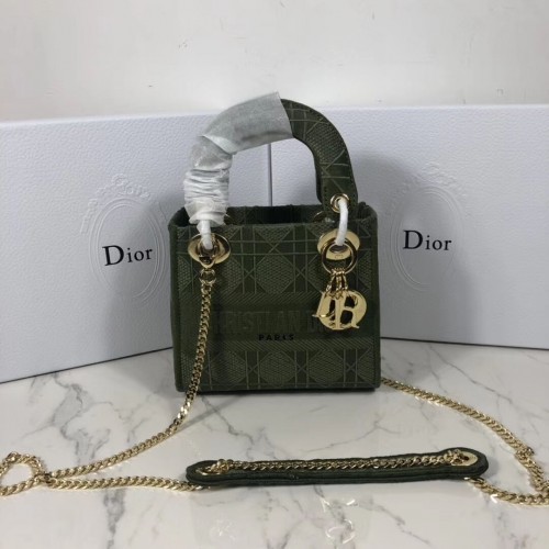 MINI GEANTĂ LADY DIOR DIN PÂNZĂ BRODATĂ C4531 Verde negricios