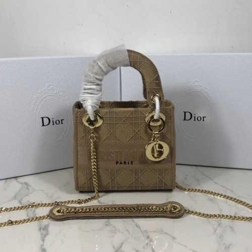 Geantă tote mini Lady Dior din pânză brodată C4531 Nude