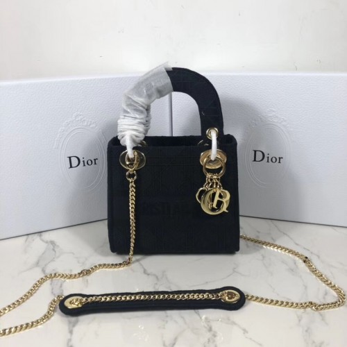 GEANTĂ MINI LADY DIOR DIN PÂNZĂ BRODATĂ C4531 neagră