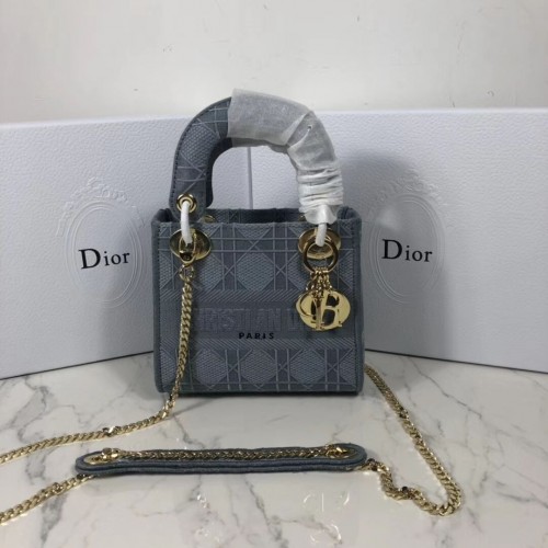 GEANTĂ MINI LADY DIOR DIN PÂNZĂ BRODATĂ C4531 gri albastru