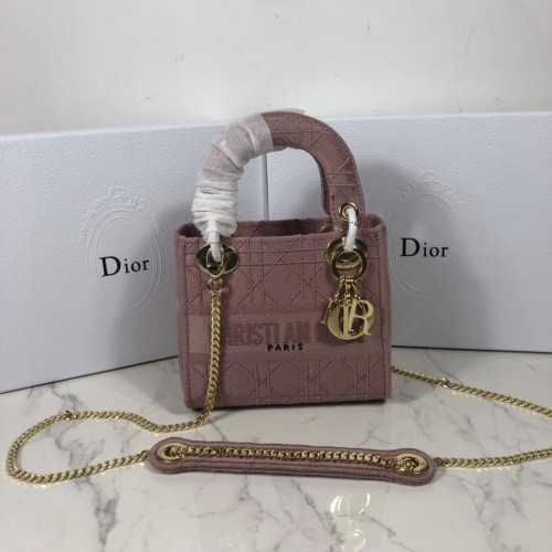 GEANTĂ MINI LADY DIOR DIN PÂNZĂ BRODATĂ C4531 roz