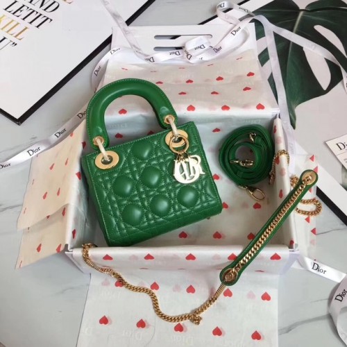 GEANTĂ MINI LADY DIOR DIN PIELE DE MIEL CAL44500 verde