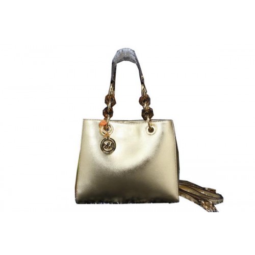 Geantă de voiaj Michael Kors Jet Set din piele iridescentă MK9008 aurie