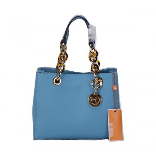 Geantă de călătorie Michael Kors Jet Set Original Leather MK0619 Albastru deschis