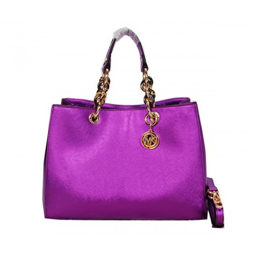 Geantă de voiaj Michael Kors Jet Set din piele strălucitoare MK0916 violet