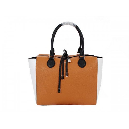 Geantă mare Michael Kors Miranda Colorblock 8708 Wheat&White