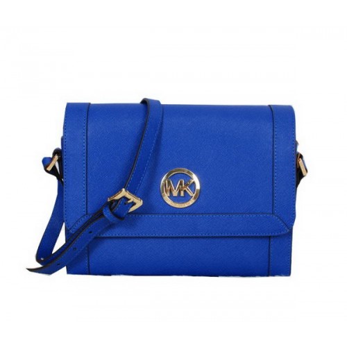 Geantă Michael Kors Messenger din piele Saffiano MK8702 Albastră
