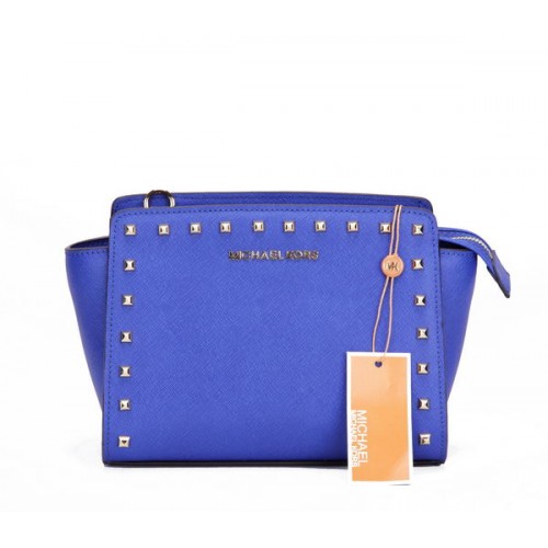 Geantă Michael Kors Mini Selma Messenger MK1868 Albastră cu Nit
