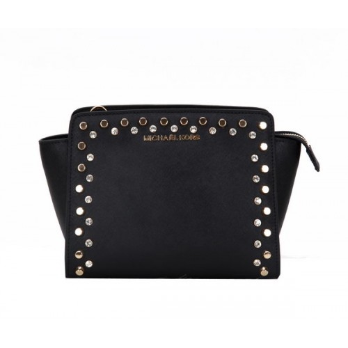 Geantă Michael Kors Mini Selma Messenger din piele originală MK1879 Negru