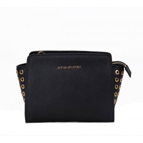 Geantă Michael Kors Mini Selma Messenger din piele originală MK1889 Negru