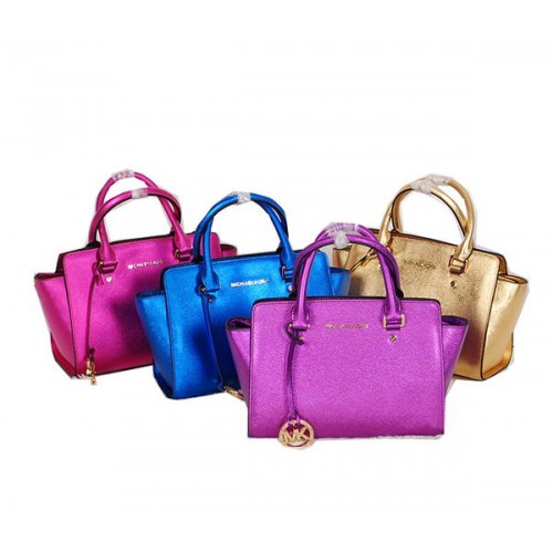 Geantă Michael Kors Selma din piele strălucitoare MK0513