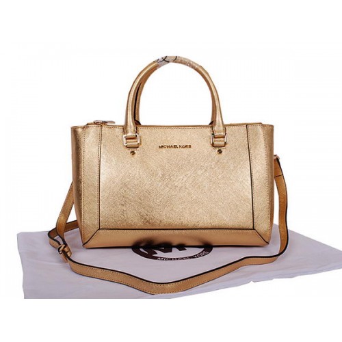 Geantă tote Michael Kors Selma Saffiano din piele MK8704 aurie