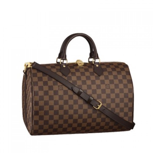 Geantă Louis Vuitton Damier Ebene Canvas Speedy 35 cu curea de umăr N41182