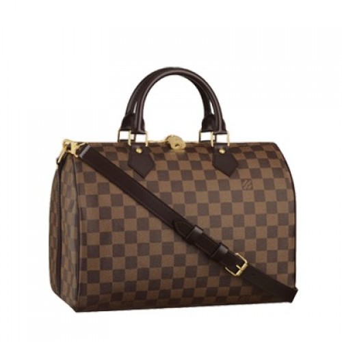 Geantă Louis Vuitton Damier Ebene Canvas Speedy 30 cu curea de umăr N41183