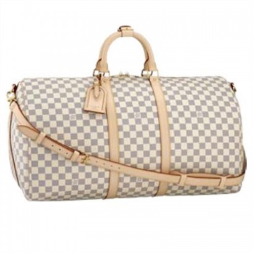 Geantă de umăr Louis Vuitton Damier Azur Canvas Keepall 55 N41429