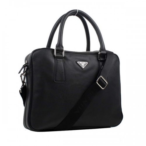 Geantă Prada BL0791 Saffiano Calf Leather Top Handle Black