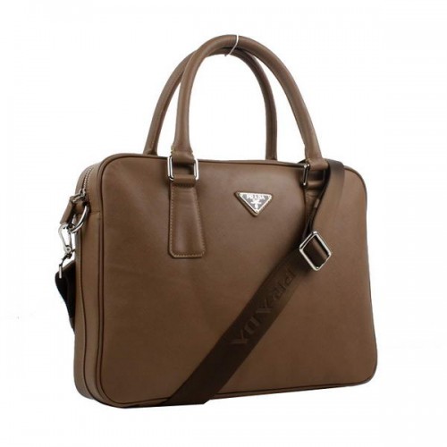 Geantă Prada BL0791 Saffiano Calf Leather Top Handle Maro