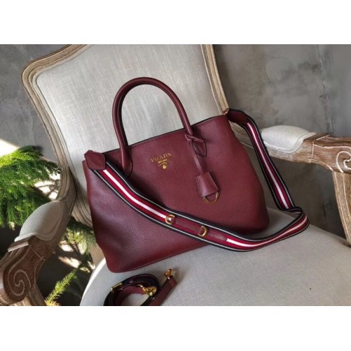 Geantă Prada din piele de vițel BN1579 Burgundy