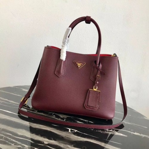 Geantă Prada din piele de căprioară 1BG008 Burgundy