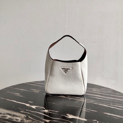 Geantă tote Prada din piele de căprioară 1BC127 Alb
