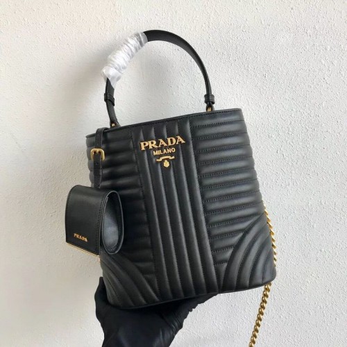 Geantă Prada Double Saffiano Original din piele de vițel 1BA212 Negru