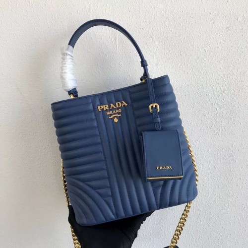 Geantă Prada Double Saffiano Original din piele de vițel 1BA212 albastră