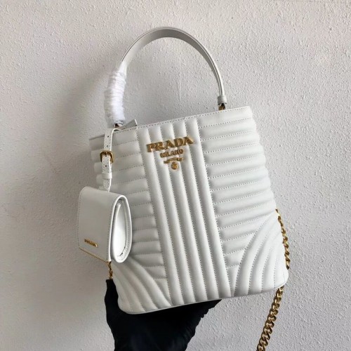 Geantă Prada Double Saffiano Original din piele de vițel 1BA212 albă