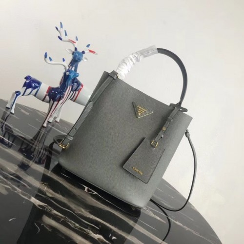 Geantă Prada Double Saffiano din piele 1BA212 gri