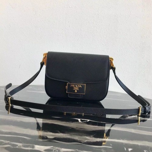Geantă Prada Embleme Saffiano din piele 1BD217 neagră