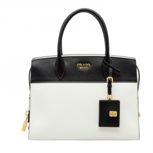 Geantă Prada Esplanade 1BA046 alb-negru
