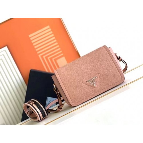 Geantă din piele Prada cu curea de umăr 1DB443 roz