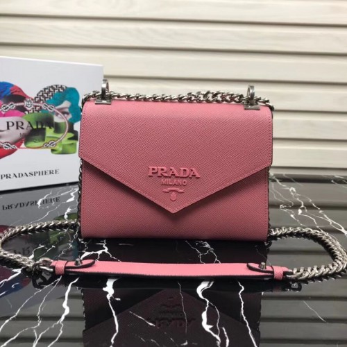 Geantă Prada Monochrome Saffiano din piele 1BD127 roz