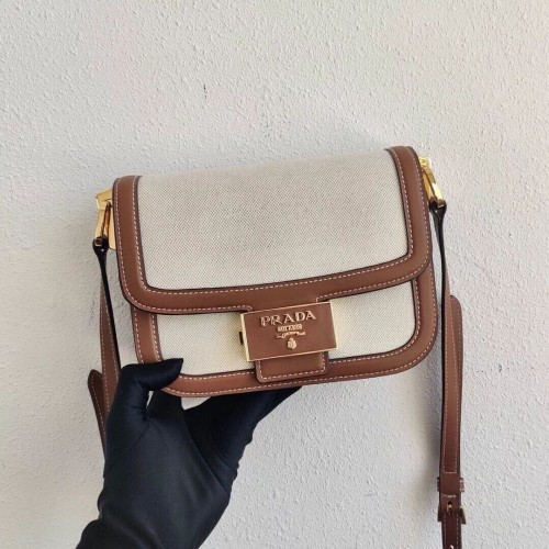 Geantă de umăr Prada Nappa Leather 1AD257 maro