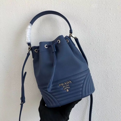 Geantă Prada Original din piele de vițel 1BH038 albastră