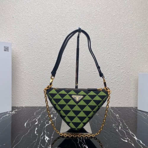 Geantă mini Prada Symbole din piele și material textil 1BC176 Verde