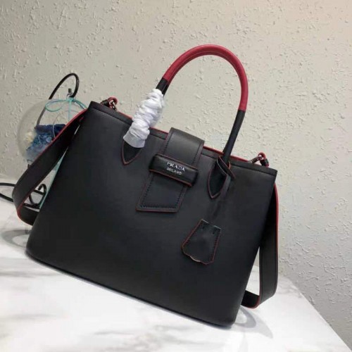 Geantă Prada Original din piele P13582 Negru Roșu
