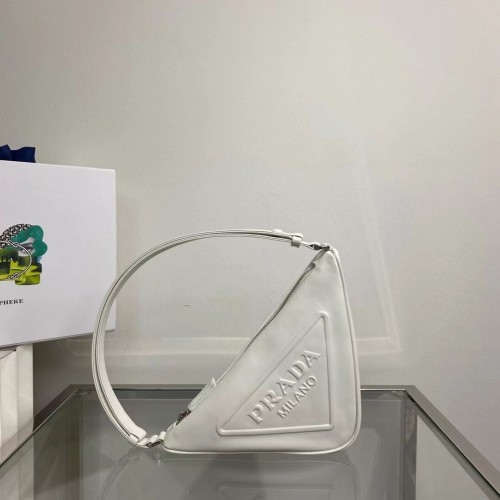 Geantă Prada din piele nappa căptușită 1BE003 albă