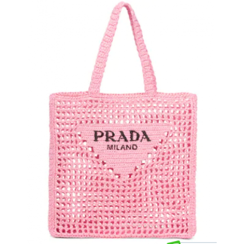 Geantă tote Prada Raffia 1BG393 roz