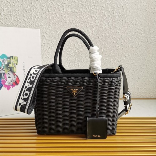 Geantă tote Prada Raffia 1BG835 neagră