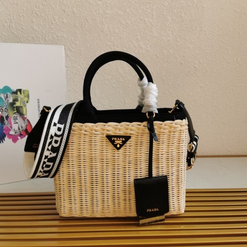 Geantă tote Prada Raffia 1BG835 bej